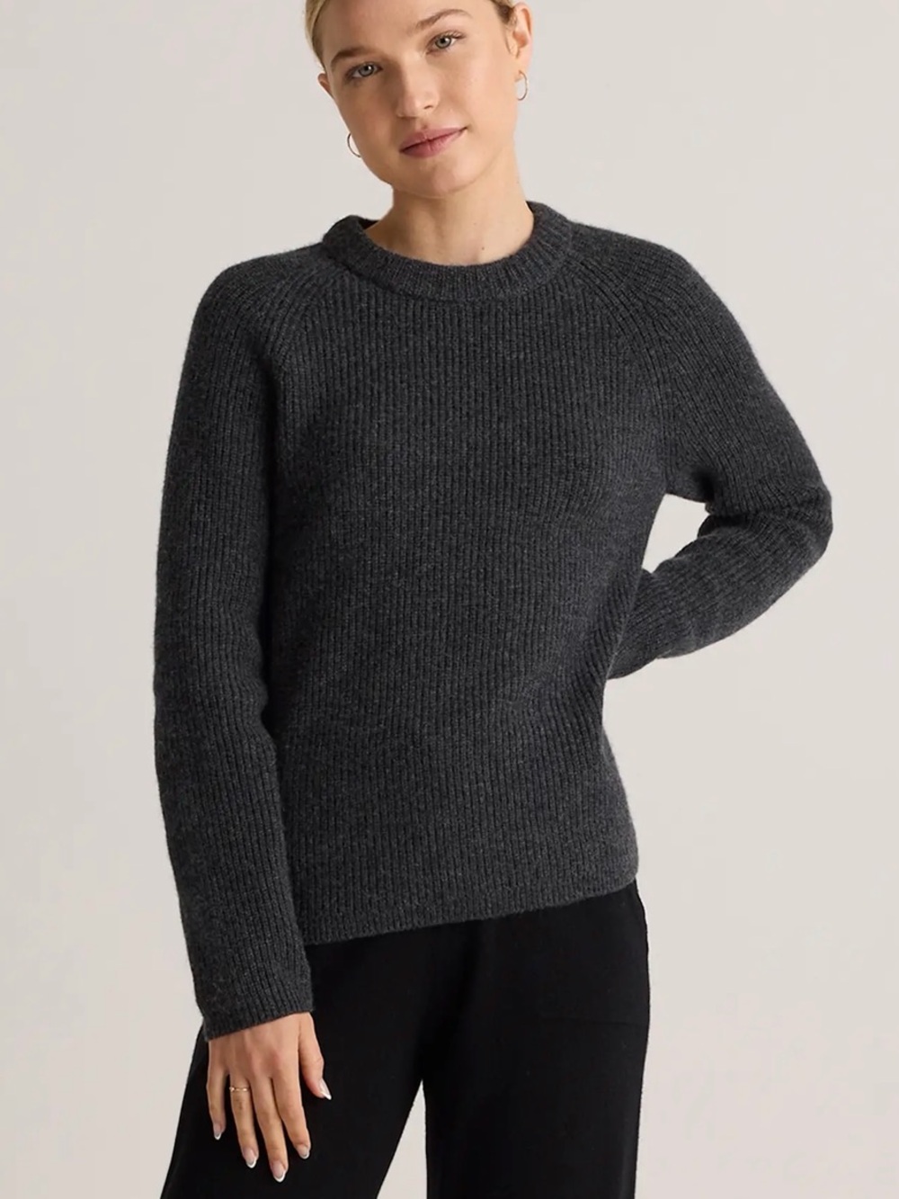 Quince Mongolian Cashmere Fisherman Crewneck Sweater Size Medium